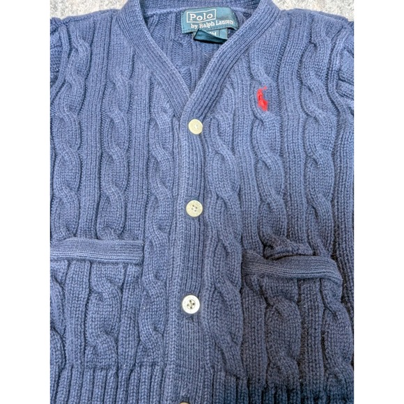 Polo Ralph Lauren Sweater Size 12M Preppy navy blue cable-knit button cardigan - Picture 4 of 8